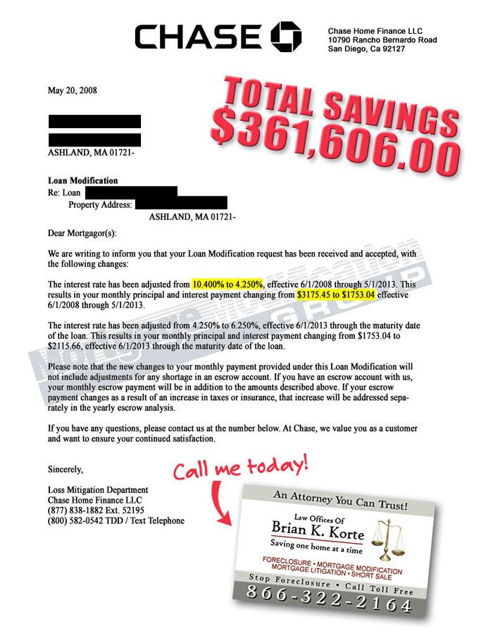 Brian Korte, PL - Mortgage Modification Agreement - Testimonial Letter #1