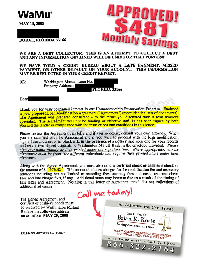 Brian Korte, PL - Mortgage Modification Agreement - Testimonial Letter #4