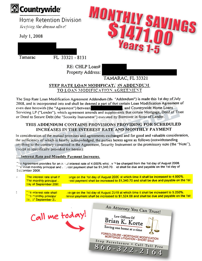 Brian Korte, PL - Mortgage Modification Agreement - Testimonial Letter #5