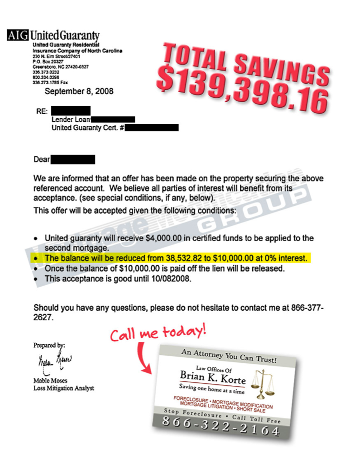 Brian Korte, PL - Mortgage Modification Agreement - Testimonial Letter #8