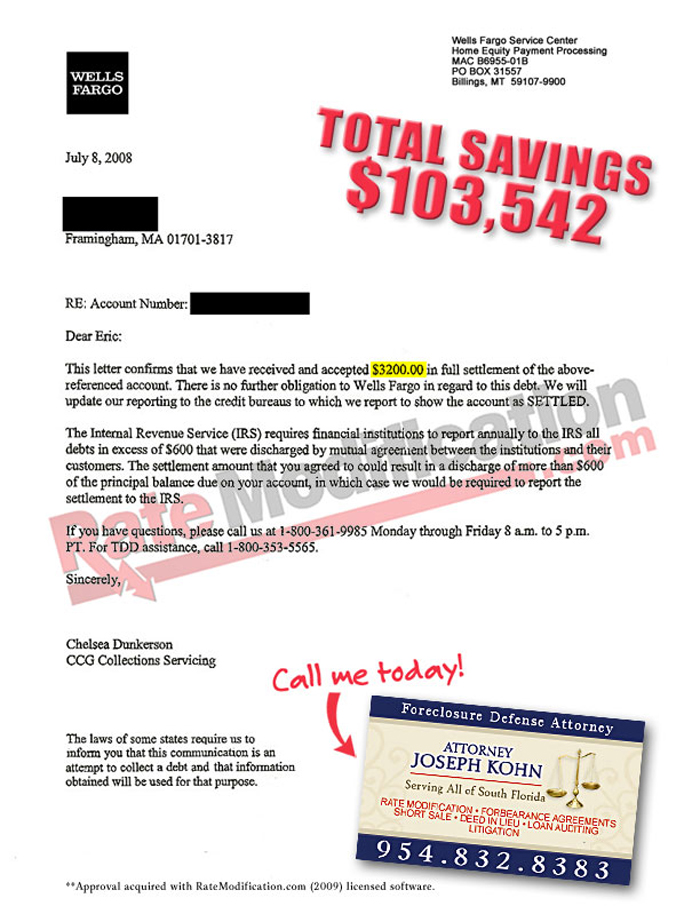 Joseph Kohns - Mortgage Modification Agreement - Testimonial Letter #3